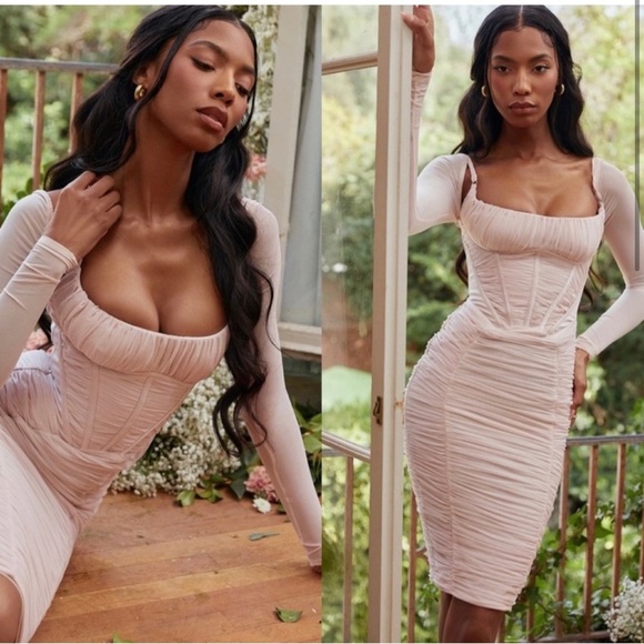 House Of Cb Freyja Dress in Pale Pink NEW - Picture 1 of 15